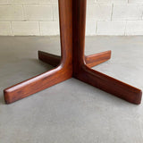 Mid Century Modern Round Walnut Extension Dining Table
