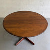 Mid Century Modern Round Walnut Extension Dining Table