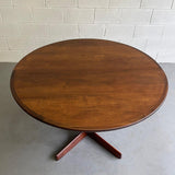 Mid Century Modern Round Walnut Extension Dining Table