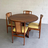 Mid Century Modern Round Walnut Extension Dining Table