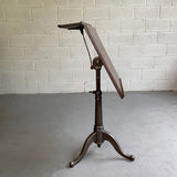 Antique Industrial Oak Artist Rendering Easel With Cast Iron Pedestal Base