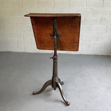 Antique Industrial Oak Artist Rendering Easel With Cast Iron Pedestal Base