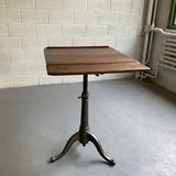 Antique Industrial Oak Artist Rendering Easel With Cast Iron Pedestal Base