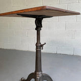 Industrial Antique Oak Artist Rendering Easel With Cast Iron Base