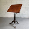 Industrial Antique Oak Artist Rendering Easel With Cast Iron Base