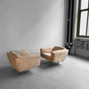 Mid Century Modern Ultra Suede Chrome Club Chairs