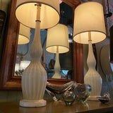 Hollywood Regency Italian Murano Glass And Marble Table Lamps