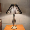 Mid Century Modern Bamboo Table Lamp With String Shade