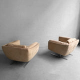 Mid Century Modern Ultra Suede Chrome Club Chairs