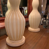 Hollywood Regency Italian Murano Glass And Marble Table Lamps