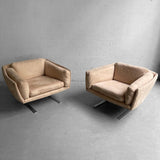Mid Century Modern Ultra Suede Chrome Club Chairs