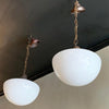 Industrial Milk Glass And Brass Library Pendant Lights