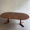 Mid Century Modern Round Walnut Extension Dining Table