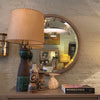 Pickled Oak Round Beveled Wall Mirror