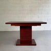 Art Deco Mahogany Pedestal Console Dining Table In The Manner Of Donald Deskey