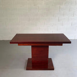 Art Deco Mahogany Pedestal Console Dining Table In The Manner Of Donald Deskey