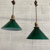 Industrial Green Glass Cone Pendant Lights