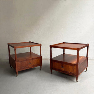 Hollywood Regency Tiered Burl End Tables Nightstands