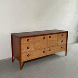 John Van Koert For Drexel Counterpoint Mahogany And Grasscloth Credenza Dresser