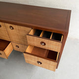 John Van Koert For Drexel Counterpoint Mahogany And Grasscloth Credenza Dresser