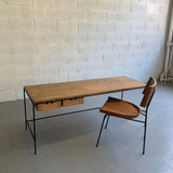 Wrought Iron and Maple Chair by Arthur Umanoff