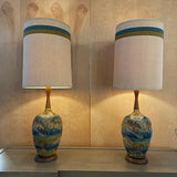 Pair of Midcentury Brutalist Ceramic Table Lamps