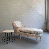 Round Travertine And Wrought Iron Side Table