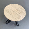 Round Travertine And Wrought Iron Side Table