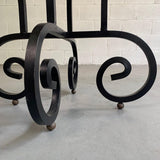 Round Travertine And Wrought Iron Side Table