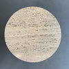 Round Travertine And Wrought Iron Side Table