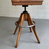 Industrial Oak Swivel Drafting Stool by Gunlocke