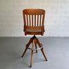 Industrial Oak Swivel Drafting Stool by Gunlocke