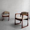 Pair of Danish Teak Upholstered Sleigh Armchairs
