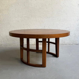 Midcentury Round Mahogany Lattice Coffee Table