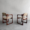 Pair of Danish Teak Upholstered Sleigh Armchairs