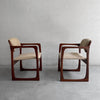 Pair of Danish Teak Upholstered Sleigh Armchairs