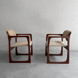 Pair of Danish Teak Upholstered Sleigh Armchairs