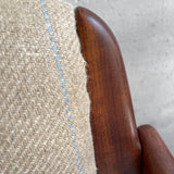 Pair of Danish Teak Upholstered Sleigh Armchairs