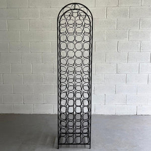 Mid Century Modern Standing Wrought Iron Wine Rack By Arthur Umanoff