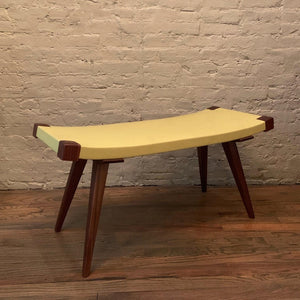 Custom Mid-Century Modern Style Leather Bench