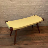 Custom Mid-Century Modern Style Leather Bench