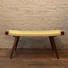 Custom Mid-Century Modern Style Leather Bench