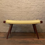 Custom Mid-Century Modern Style Leather Bench