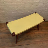 Custom Mid-Century Modern Style Leather Bench