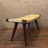 Custom Mid-Century Modern Style Leather Bench