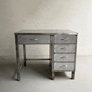 Industrial Brushed Steel Factory Desk
