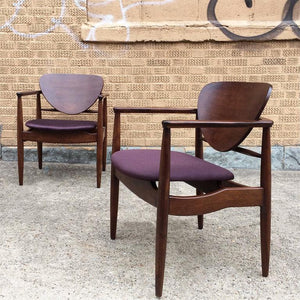 Pair of Walnut Armchairs By Finn Juhl For John Stuart