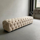 Cream Tufted Ultrasuede Shlomi Haziza Bench