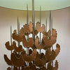 Brutalist Foliate Sculpture Table Lamp In The Style Of Curtis Jeré