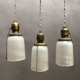Milk Glass and Brass Pendants